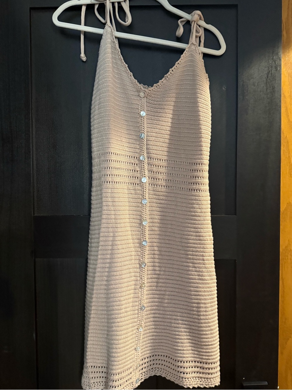 Pink Republic Crochet Tie-Shoulder Mini Dress in Beige. Only worn once.
